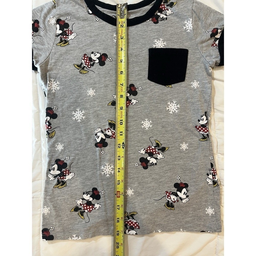 Disney Short Sleeve Kids T Shirt Size M 10 12 Minnie Mouse Snowflake Gray - Picture 4 of 5
